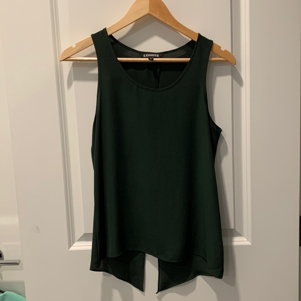 Express dark green split back tank top, size xs